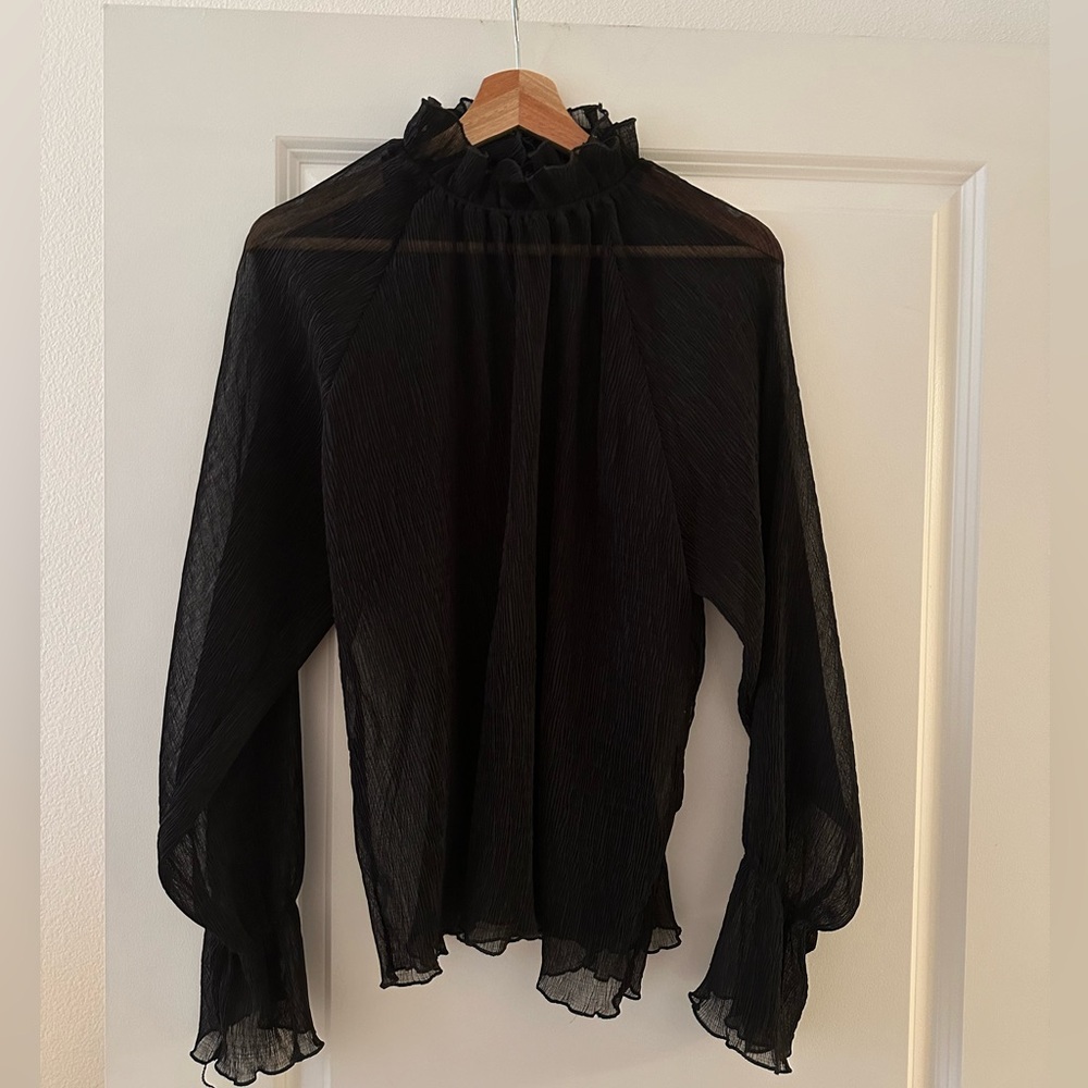Chic Black Blouse with Sheer Elegance - Picture 3 of 4